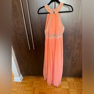 Mango - Long Flowy Dress - Coral
